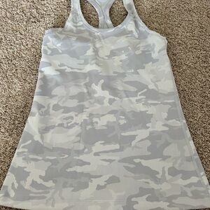 Lululemon Athletica Gray and White Fitted Racerback Tank